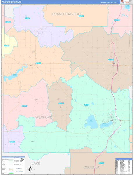 Wexford County, MI Wall Map