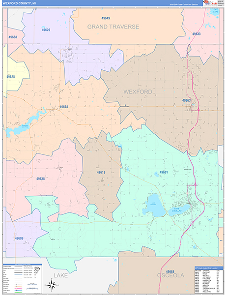 Wexford County, MI Zip Code Map