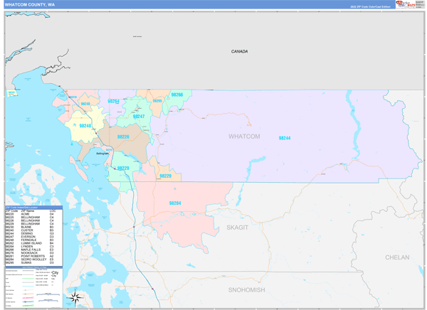 Whatcom County Digital Map Color Cast Style
