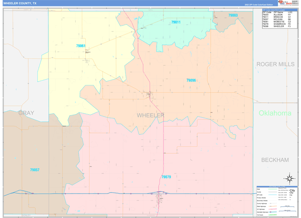 Wheeler County Digital Map Color Cast Style