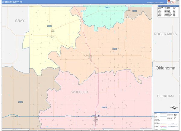 Wheeler County, TX Zip Code Map