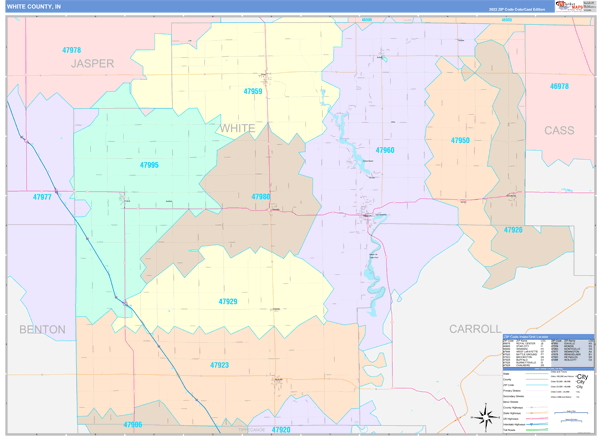 White County, IN Wall Map