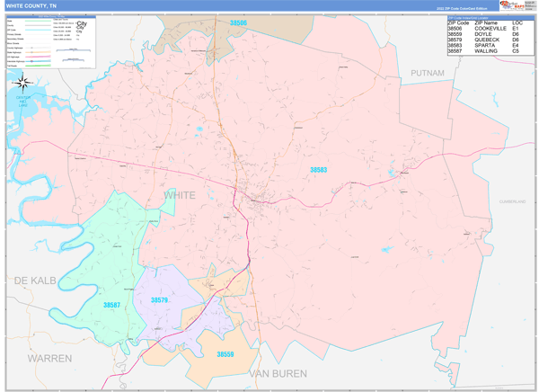 White County, TN Zip Code Map