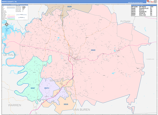 White County, TN Zip Code Map