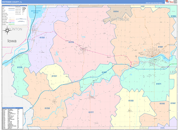 Whiteside County, IL Zip Code Map