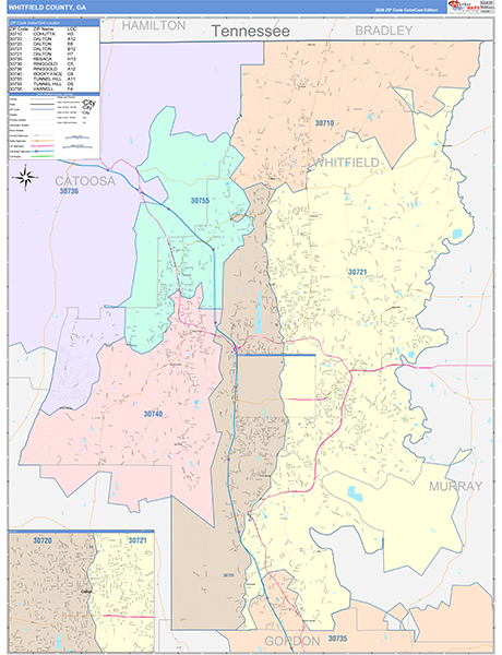 Whitfield County, GA Zip Code Map