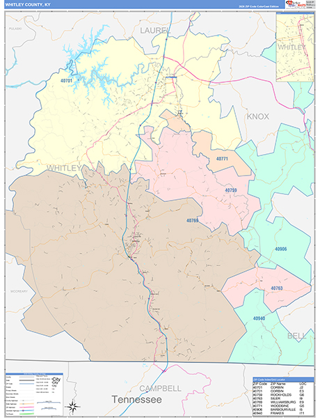 Whitley County, KY Zip Code Map