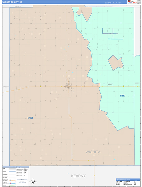 Wichita County, KS Wall Map