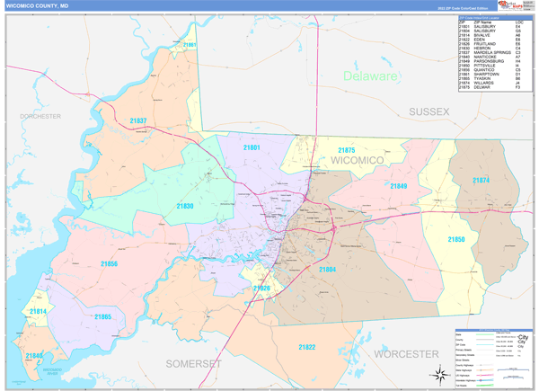 Wicomico County, MD Zip Code Map