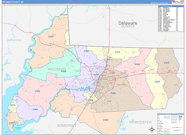 Wicomico County, MD Wall Map