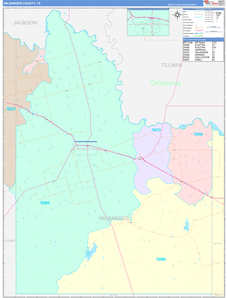 Wilbarger County, TX Zip Code Map