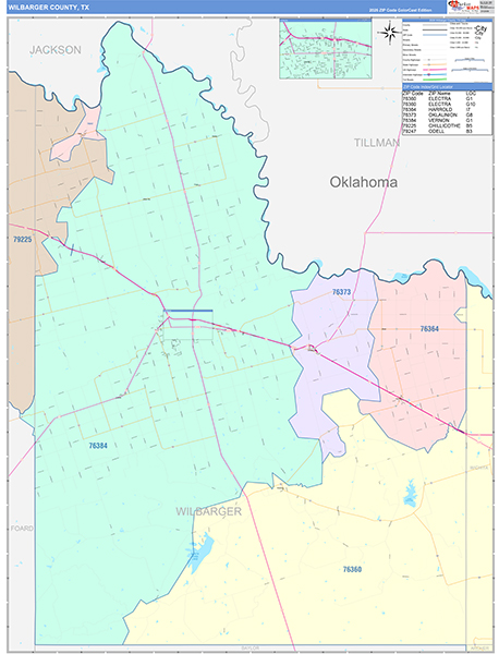 Wilbarger County, TX Zip Code Map