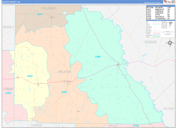 Wilcox County, GA Zip Code Map