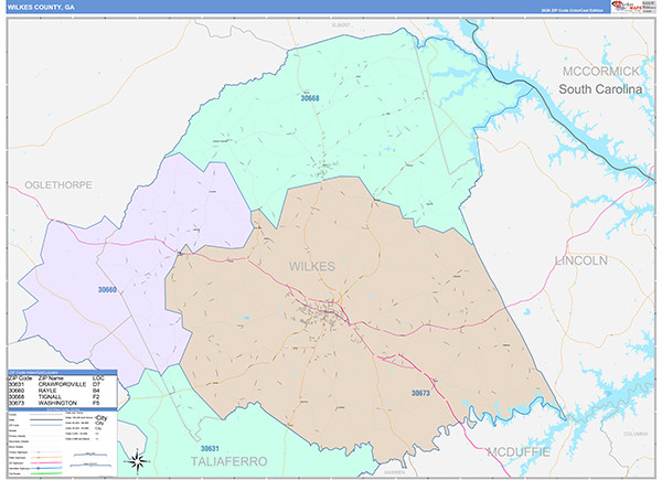 Wilkes County, GA Zip Code Map