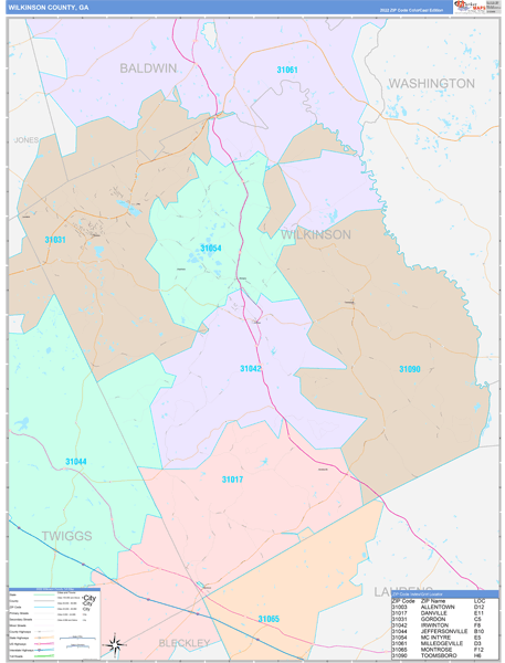 Wilkinson County, GA Zip Code Map