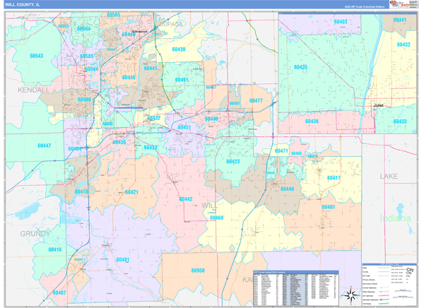 Will County, IL Zip Code Map