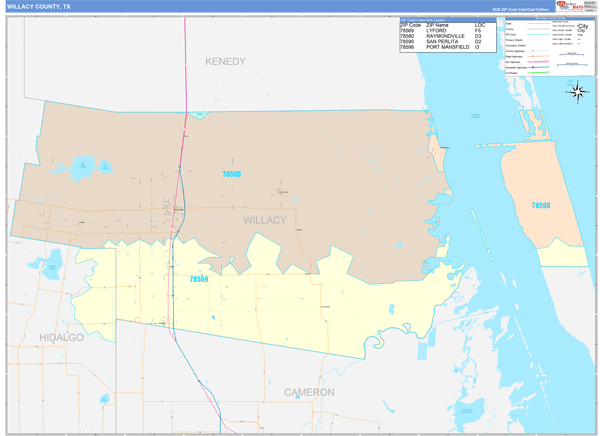 Willacy County, TX Wall Map