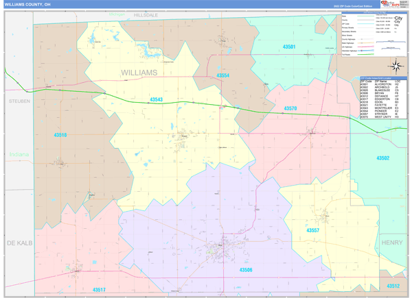 Williams County Digital Map Color Cast Style