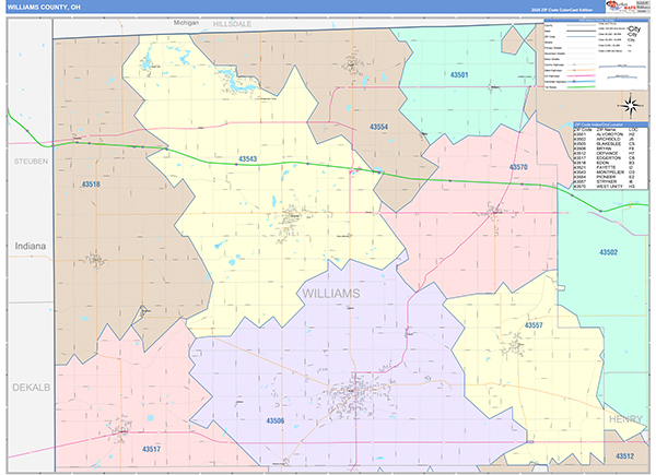 Williams County, OH Zip Code Map