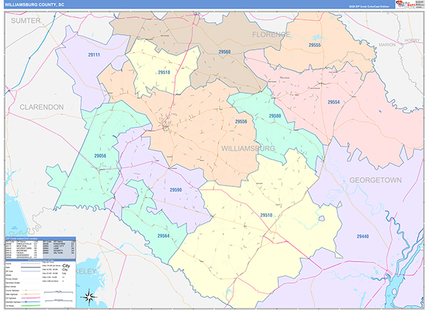 Williamsburg County, SC Wall Map