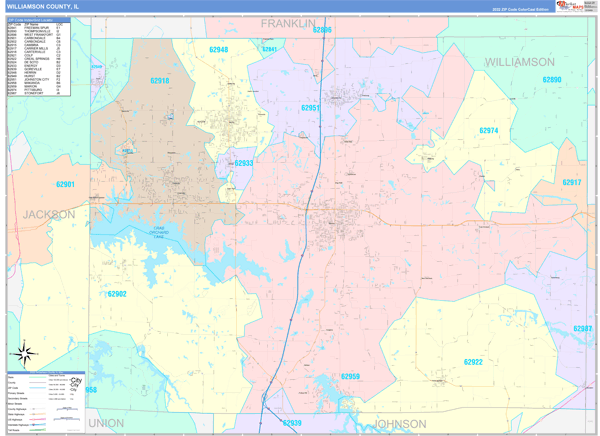 Williamson County Digital Map Color Cast Style