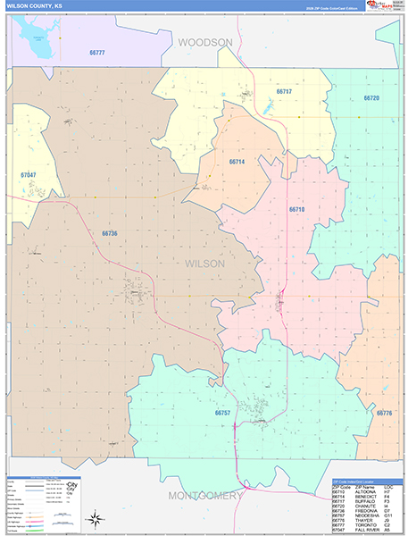 Wilson County, KS Wall Map