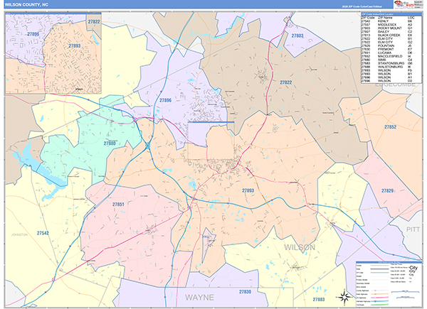 Wilson County, NC Wall Map