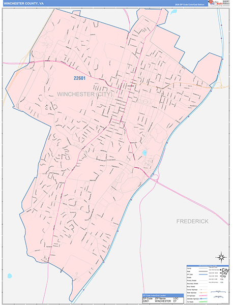 Winchester County, VA Wall Map