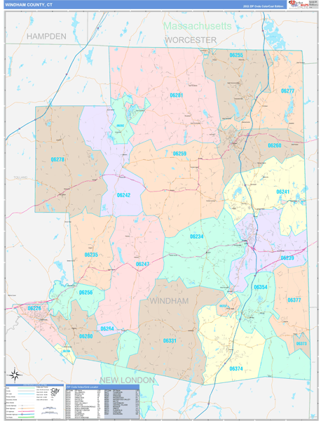 Windham County Digital Map Color Cast Style