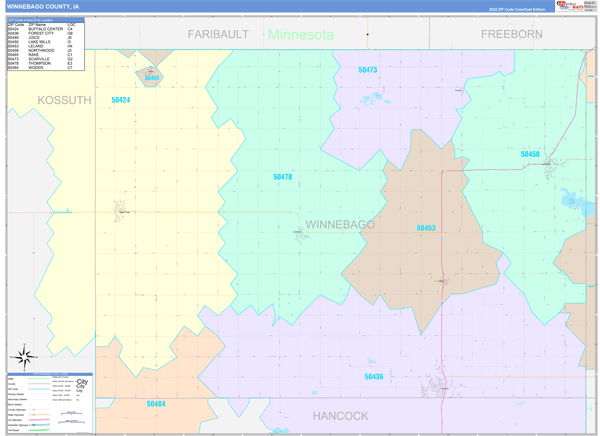 Winnebago County, IA Zip Code Map