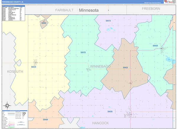 Winnebago County, IA Zip Code Map