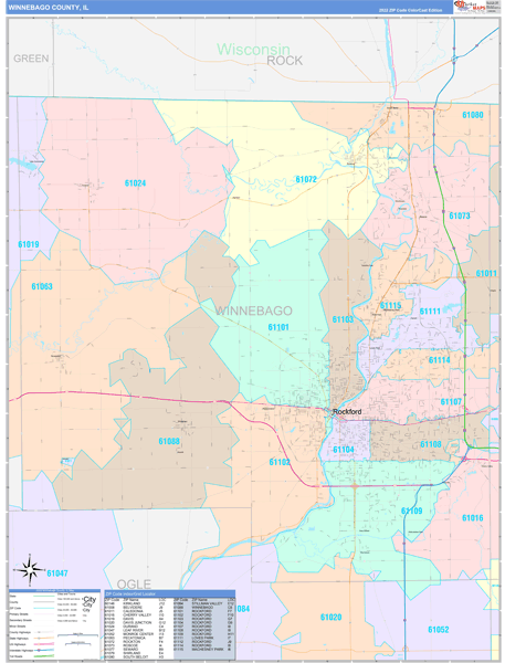 Winnebago County, IL Wall Map