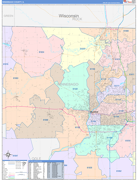Winnebago County, IL Wall Map