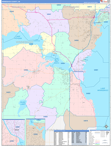 Winnebago County, WI Wall Map