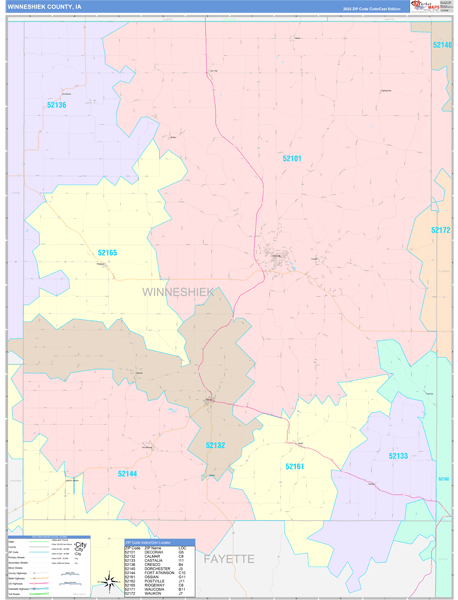Winneshiek County Digital Map Color Cast Style