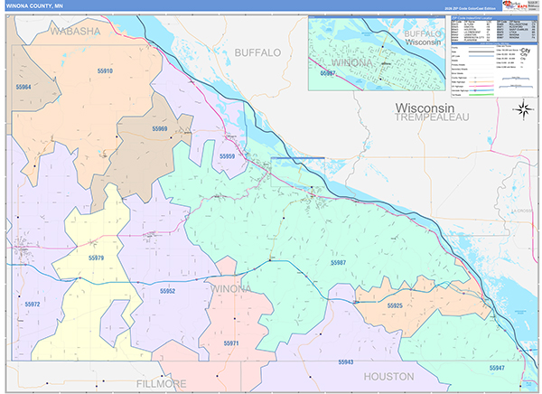 Winona County, MN Zip Code Map
