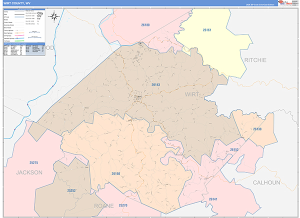 Wirt County, WV Zip Code Map