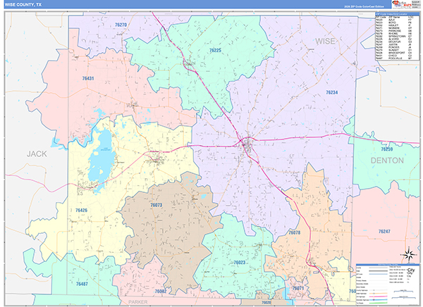Wise County, TX Zip Code Map