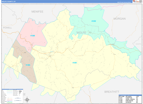 Wolfe County Digital Map Color Cast Style