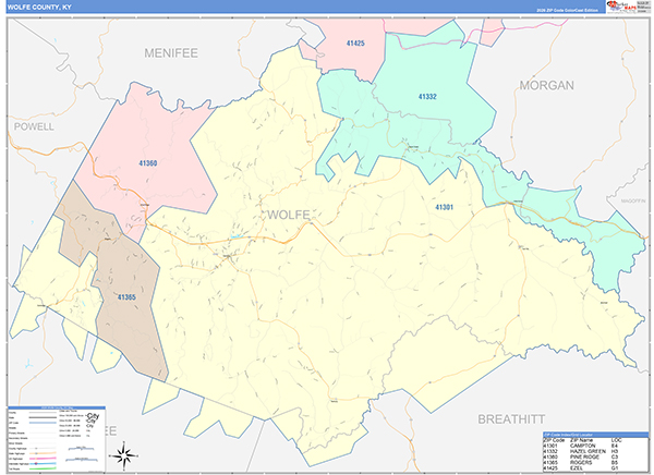Wolfe County, KY Zip Code Map