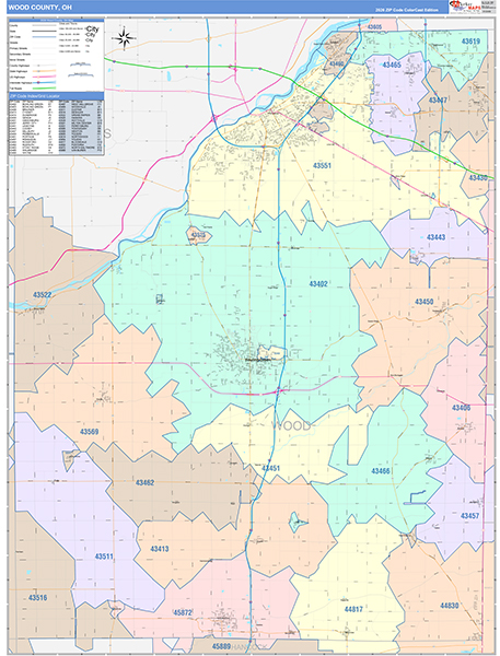 Wood County, OH Zip Code Map