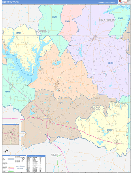 Wood County, TX Zip Code Map
