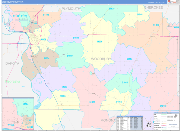 Woodbury County, IA Zip Code Map