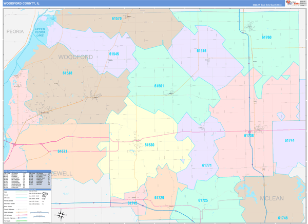 Woodford County, IL Zip Code Map