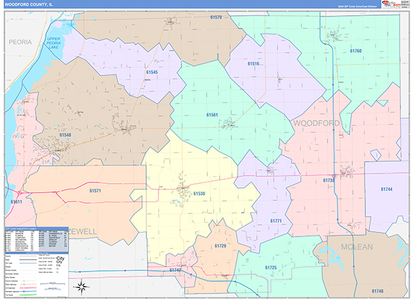 Woodford County, IL Zip Code Map
