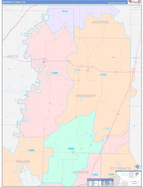 Woodruff County Digital Map Color Cast Style
