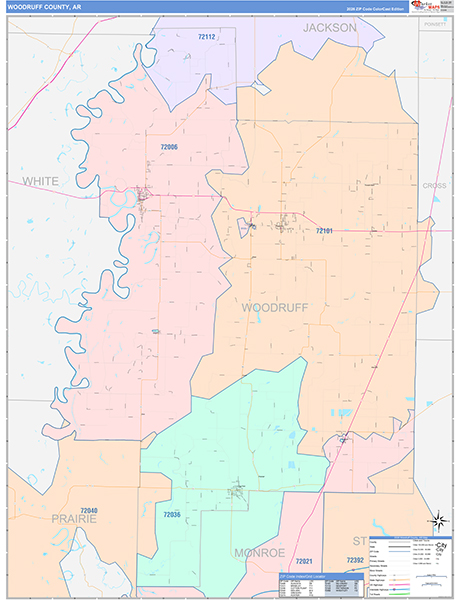 Woodruff County, AR Zip Code Map
