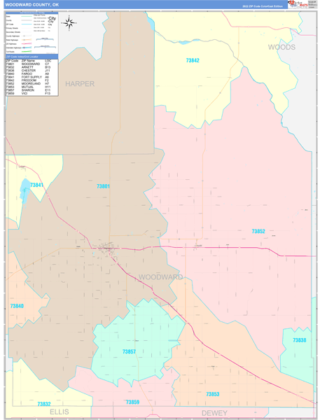 Woodward County, OK Wall Map