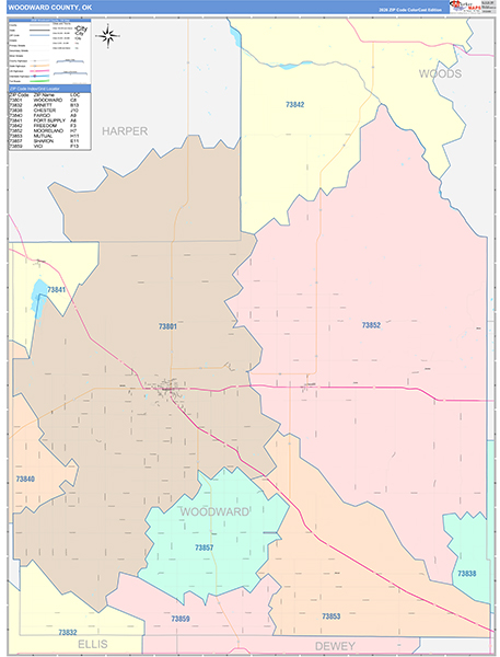 Woodward County, OK Zip Code Map