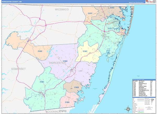 Worcester County, MD Wall Map